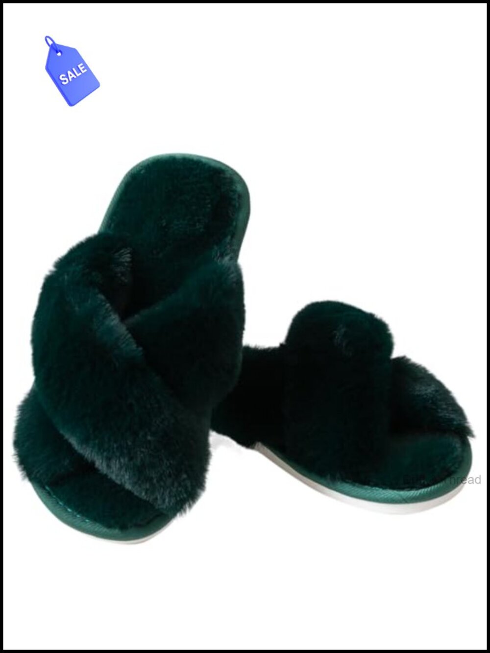 Fuzzy Faux Fur Cross Band Open Toe House Slippers Indoor Outdoor